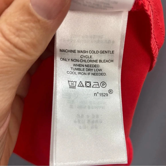 Ralph Lauren Black Label Red Georgette Chiffon Boatneck Dress  Flutter Sleeve - Picture 8 of 9